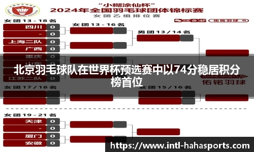 北京羽毛球队在世界杯预选赛中以74分稳居积分榜首位